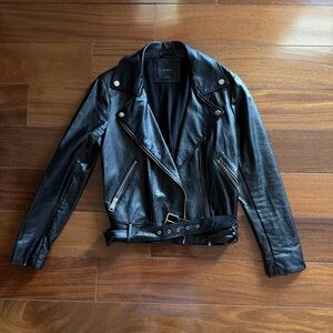 Elodie Midnight Black Faux Leather Biker Jacket